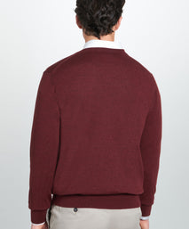 Burgundy Merino Wool V-Neck Sweater