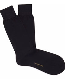 Black Mid Length Fine Merino Wool Socks