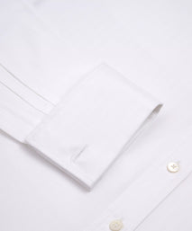 White Tailored Fit Double Cuff Twill Herringbone Formal Shirt