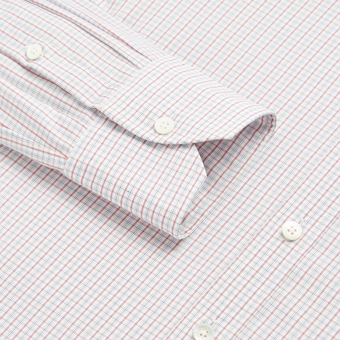 Deep Pink & White Tailored Fit Shadow Casual Check Formal Shirt