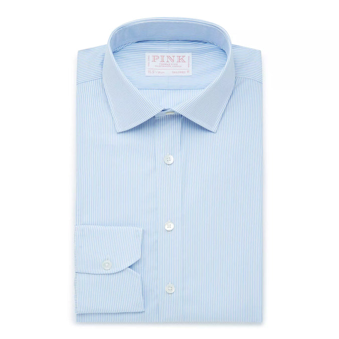 Pale Blue & White Tailored Fit Supraluxe Fine Bengal Formal Shirt