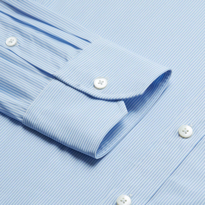 Pale Blue & White Tailored Fit Supraluxe Fine Bengal Formal Shirt