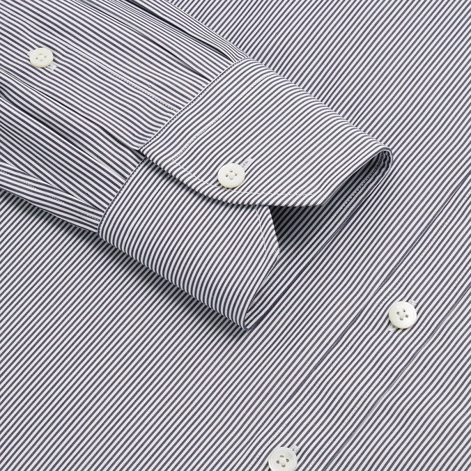 Navy & White Classic Fit Supraluxe Fine Bengal Formal Shirt