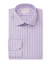 Lilac & White Slim Fit Supraluxe Multi Stripe Formal Shirt