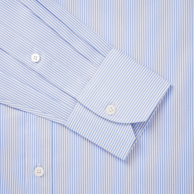 Pale Blue & White Slim Fit Journey Twill Stripe Formal Shirt