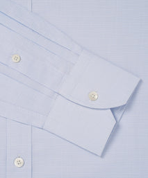 Pale Blue & White Slim Fit Small POW Check Formal Shirt