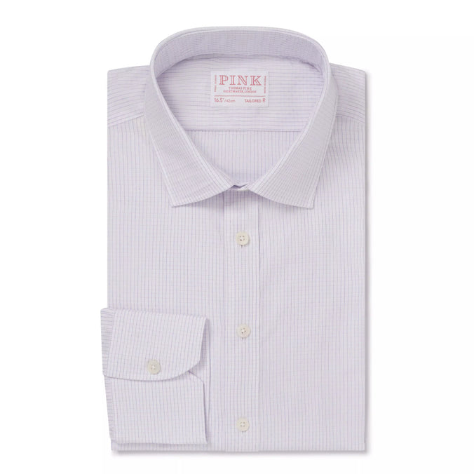 Pink & Blue Tailored Fit Graph Check Formal Shirt