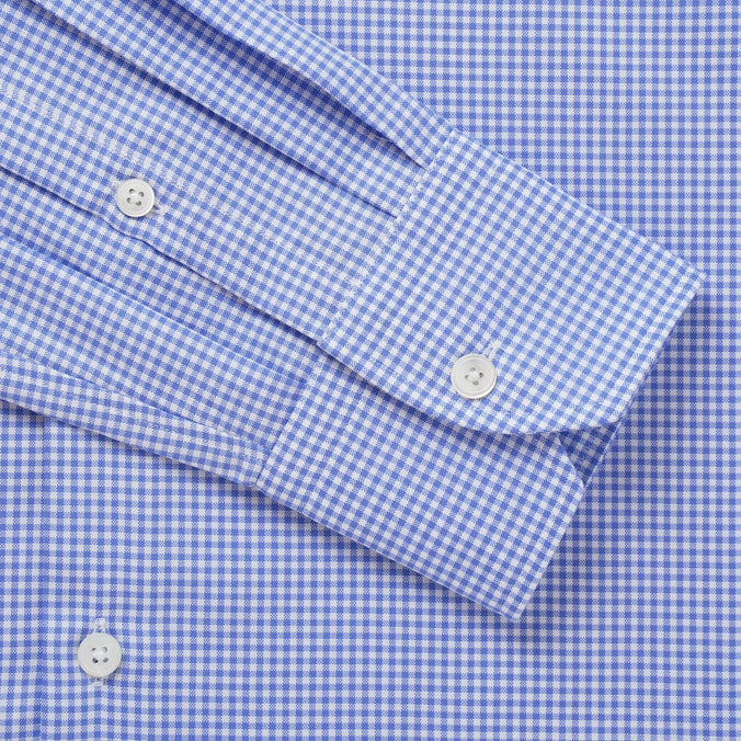 White & Blue Slim Fit Micro Gingham Check Formal Shirt