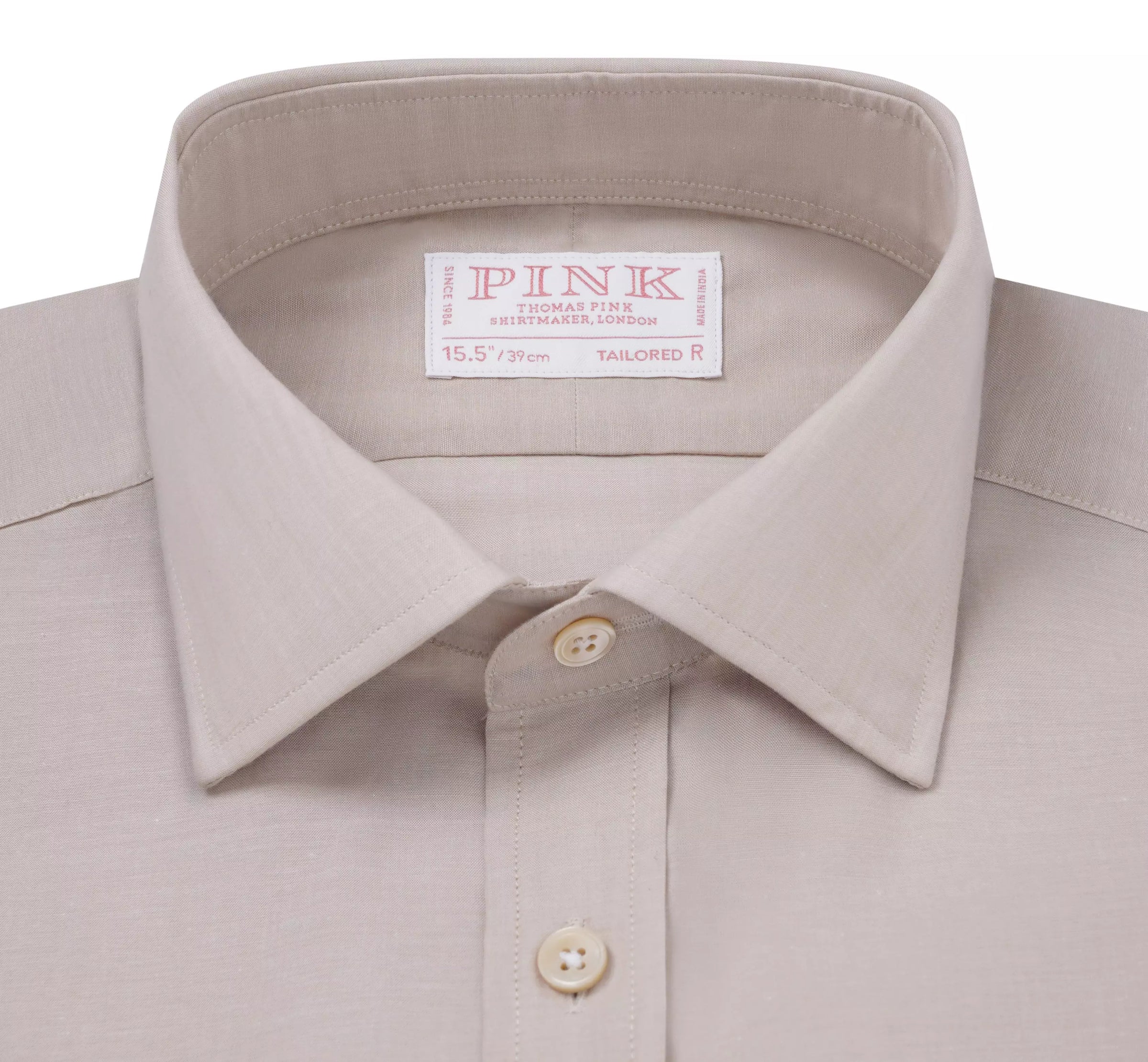 Beige & White Tailored Fit Cotton Mussoletta Formal Shirt
