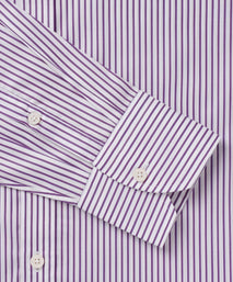 Purple & White Tailored Fit Piumino Twill Stripe Formal Shirt