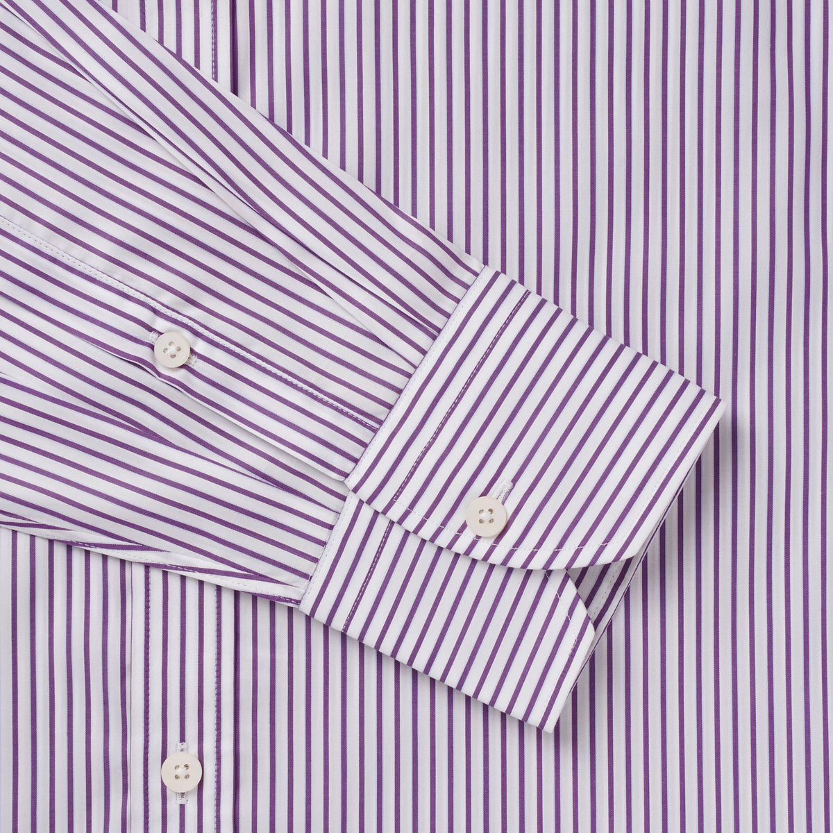Purple & White Tailored Fit Piumino Twill Stripe Formal Shirt