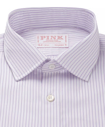 Purple & White Tailored Fit Herringbone Stripe Formal Shirt