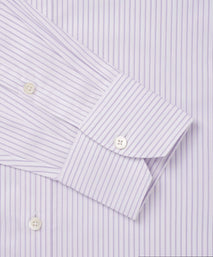 Purple & White Tailored Fit Herringbone Stripe Formal Shirt