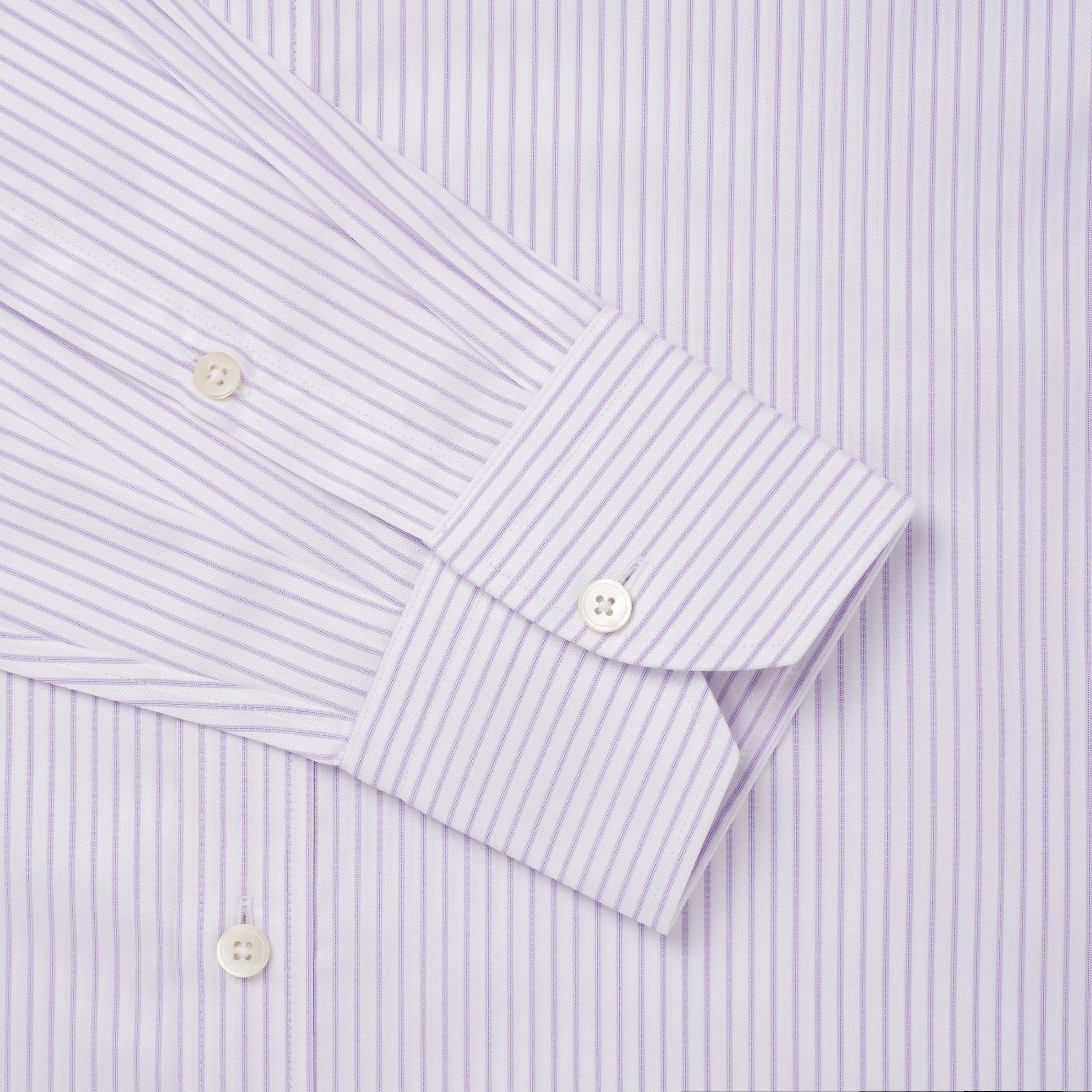 Purple & White Tailored Fit Herringbone Stripe Formal Shirt