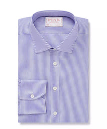 Blue & Navy Slim Fit Bengal Twill Stripe Formal Shirt