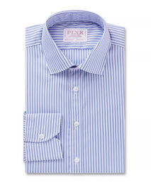 Blue & White Tailored Fit Regent Stripe Formal Shirt