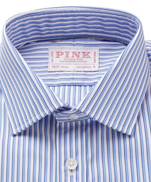 Blue & White Tailored Fit Regent Stripe Formal Shirt
