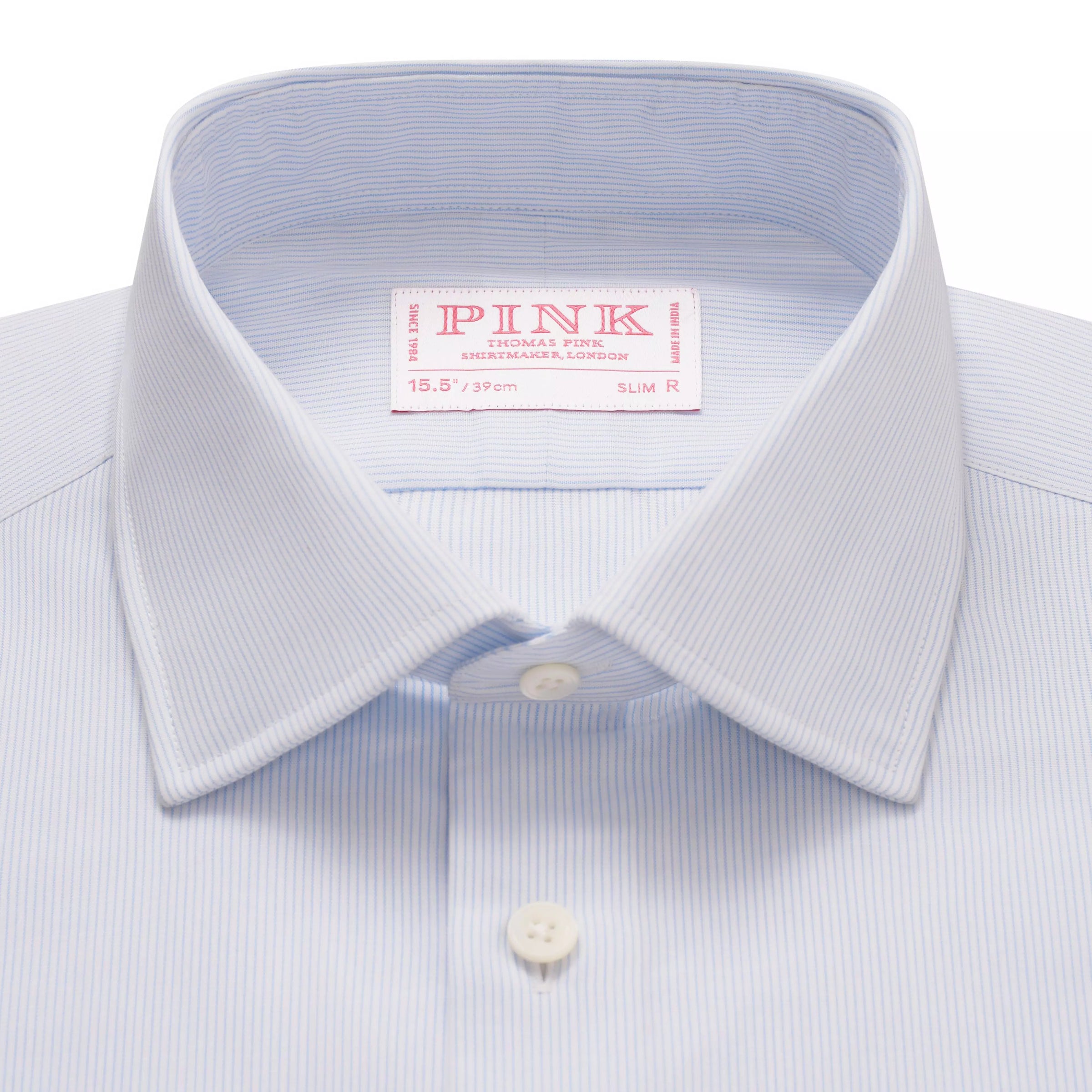 Pale Blue & White Slim Fit Double Cuff Pin Stripe Formal Shirt