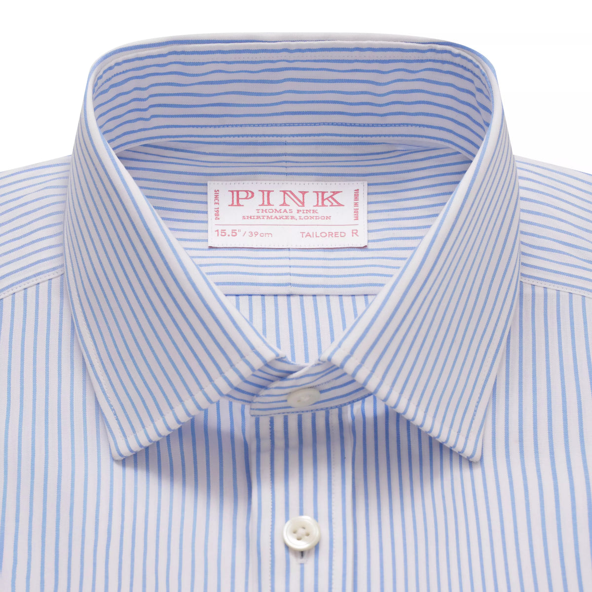 Blue & White Tailored Fit Panama Medium Stripe Formal Shirt