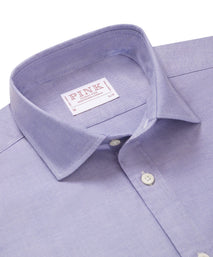 Blue Slim Fit Smart Casual Open Weave Oxford Shirt