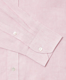 Pale Pink Tailored Fit Essential Linen Smart Casual Shirt