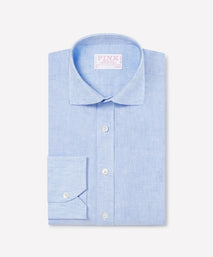 Pale Blue Classic Fit Essential Linen Smart Casual Shirt