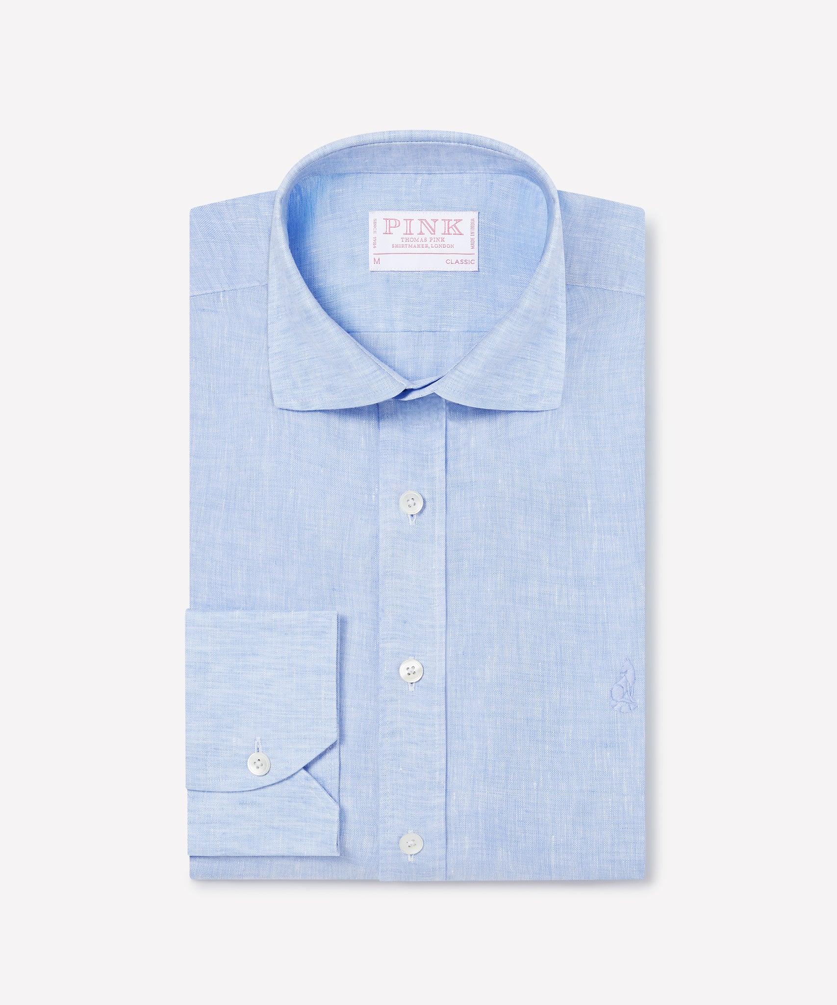 Pale Blue Classic Fit Essential Linen Smart Casual Shirt
