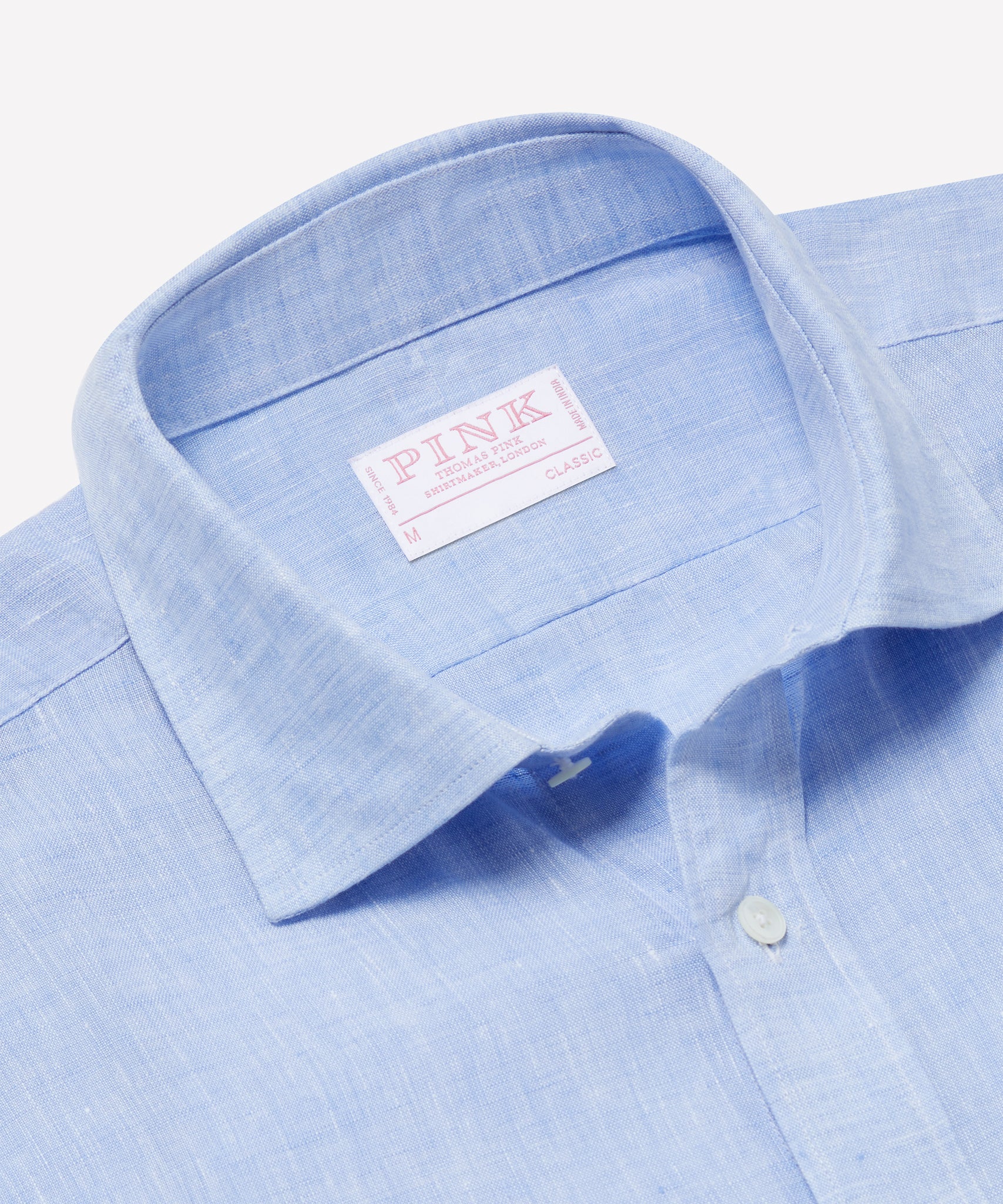 Pale Blue Classic Fit Essential Linen Smart Casual Shirt