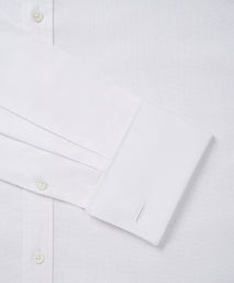 White Slim Fit Double Cuff Cotton Oxford Formal Shirt