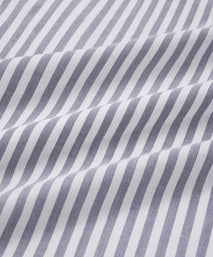 Navy Blue & White Slim Fit Smart Casual Striped Oxford Shirt