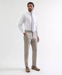 Stone Tailored Fit Cotton Twill Flat Front Trouser